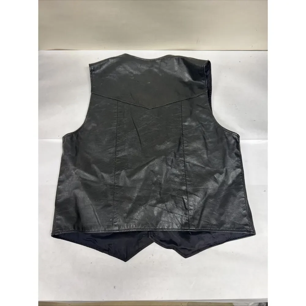 Vintage Retro Leather Vest Button Down 80’s Originals Size 40 USA